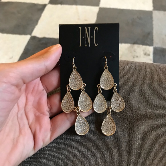 Rhinestone earrings dangly drop - Picture 2 of 3